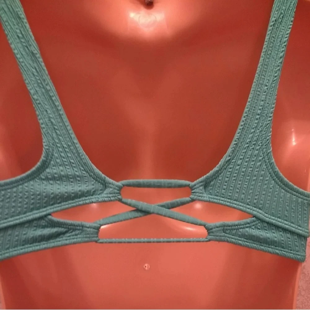 Xhilaration Mossy Green Ribbed Bikini Set